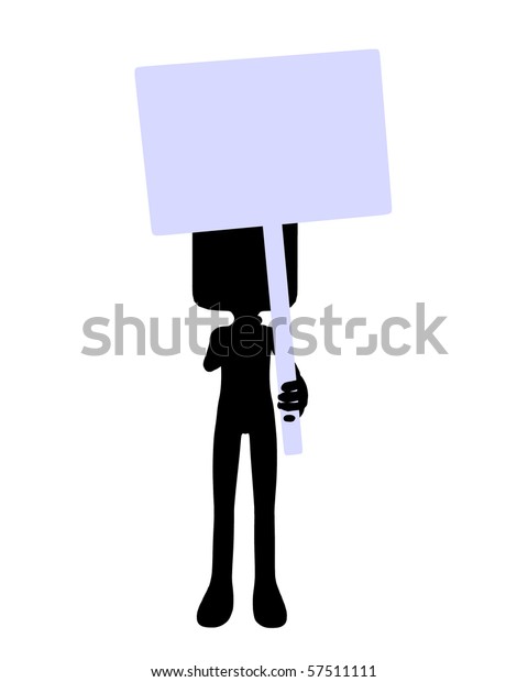 Cute Black Silhouette Guy Holding Blank Stock Illustration 57511111 ...