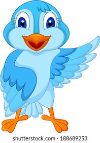 Cute Blue Bird Cartoon Waving Stock Illustration 188689253