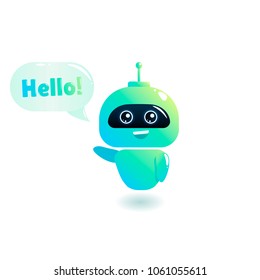 かわいいボットは ユーザーに こんにちは と言います Chatbotは挨拶をする オンラインでの相談 漫画のイラスト のイラスト素材 Shutterstock