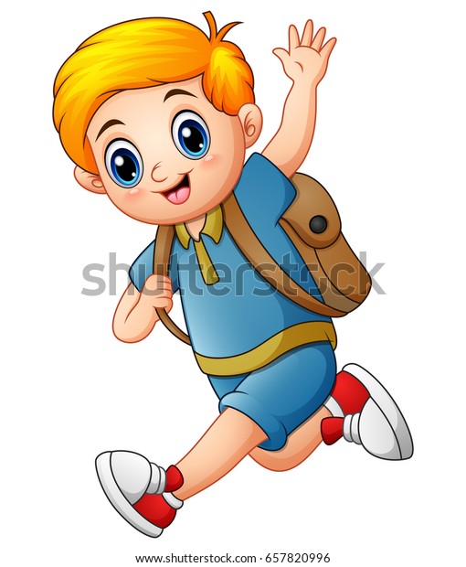 Cute Boy Go School Stock Illustration 657820996