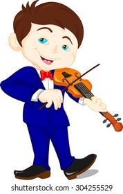 Cute Boy Playing Violin