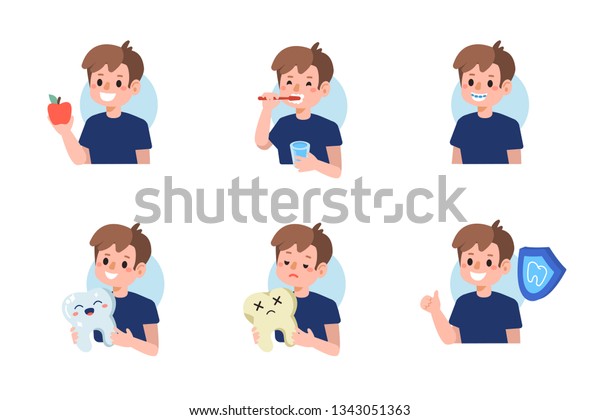 Cute Boy Take Care About His Stock Illustration 1343051363