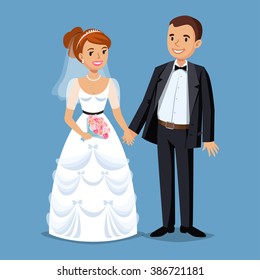 Cute Bride Groom Cartoon Wedding People Stock Illustration 386721181 ...