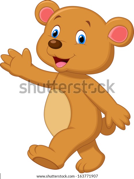 Cute Brown Bear Waving Hand Stock Illustration 163771907 | Shutterstock