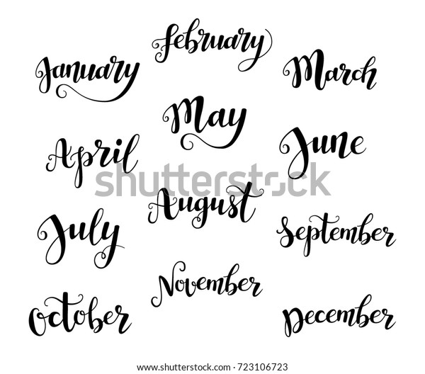 Cute Brush Calligraphy Months Year Your Stock Illustration 723106723