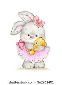 Cute bunny and baby