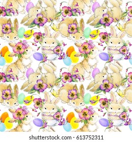 Cute Bunny. Easter Seamless Pattern. 