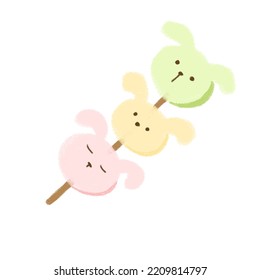 Cute Bunny Marshmallow Candy Stick Pastel Color Isolated On White