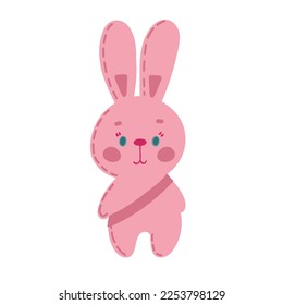 Cute bunny toy  A smiling stuffed rabbit  illustration isolated white background 
