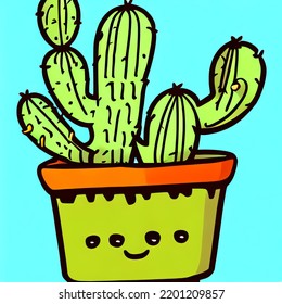 Cute Cactus Clipart,video Game Asset, Illustration