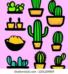 Cute Cactus Clipart,video Game Asset, Illustration