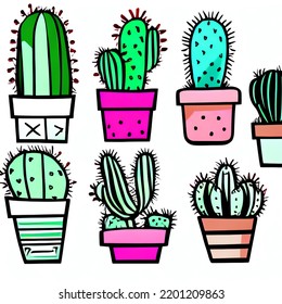 Cute Cactus Clipart,video Game Asset, Illustration