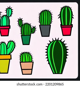 Cute Cactus Clipart,video Game Asset, Illustration