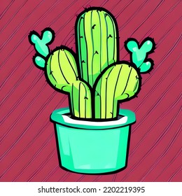 Cute Cactus Clipart,video Game Asset, Illustration