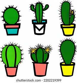 Cute Cactus Clipart,video Game Asset, Illustration