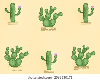 cute cactus seamless pattern