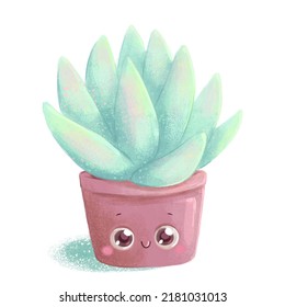 Cute Cactus Smiling Pot Isolated On Stock Illustration 2181031013 