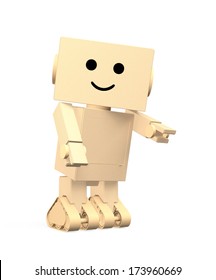 Cute Cardboard Robot On White Background