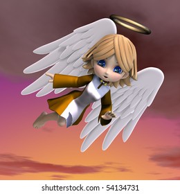 Cute Cartoon Angel Wings Halo 3d: ilustración de stock 54134731