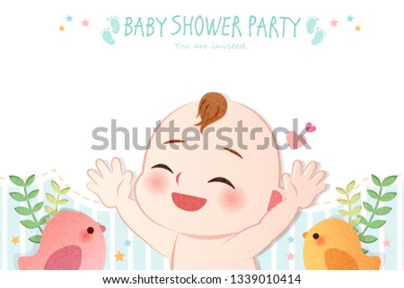 Cute Cartoon Baby Shower Invitation Card Stock Illustration