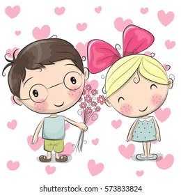 Cute Cartoon Boy Girl Holding Hands Stock Vector (Royalty Free) 440404327