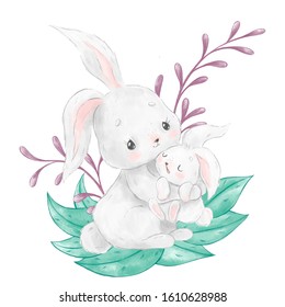 Watercolor Animal Mom Baby Illustration High Res Stock Images Shutterstock