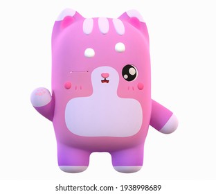 Cute Cartoon Cat Kawaii 3d Render Stock Illustration 1938998689 ...