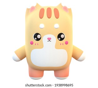 Cute Cartoon Cat Kawaii 3d Render Stock Illustration 1938998695 ...