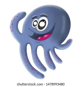 Cute Cartoon Character Octopus On White Stock Illustration 1478993480