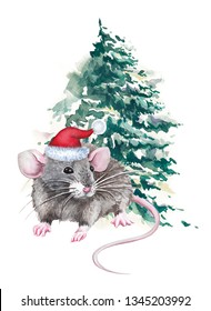 Cute Cartoon Christmas Rat Mouse Christmas Stock Illustration ...