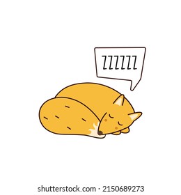 Cute Cartoon Doodle Fox Sleepingprint Illustration Stock Illustration ...