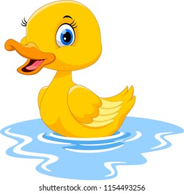 Cute Cartoon Duck Swimming Stock Vector (Royalty Free) 1151444549 ...