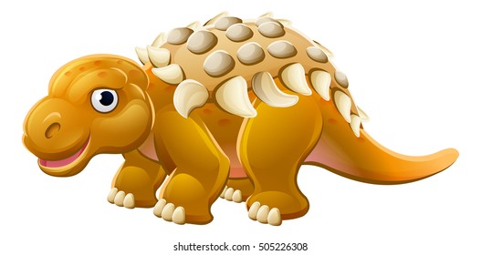 A Cute Cartoon Edmontonia Dinosaur Character