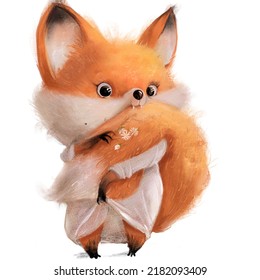 Cute cartoon fox and
