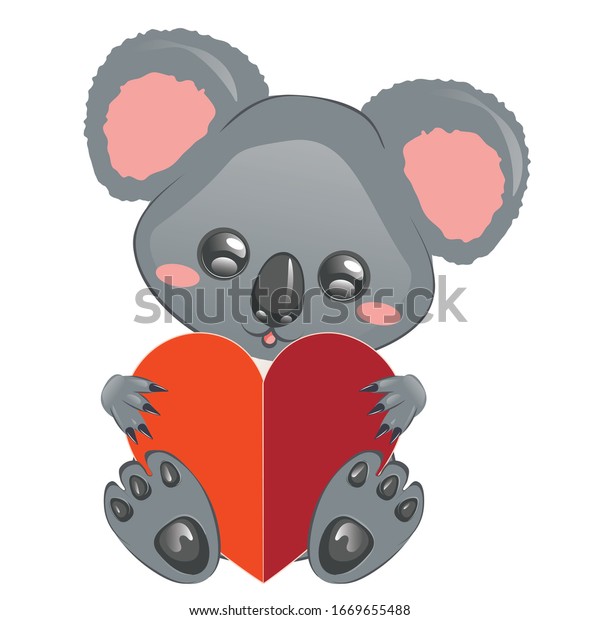 Cute Cartoon Grey Koala Bear Design Stock Illustration 1669655488 ...