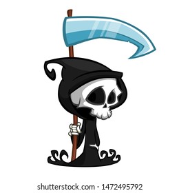 Cute Cartoon Grim Reaper Scythe Isolated Stock Vector (Royalty Free ...