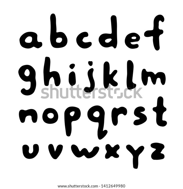 Cute Cartoon Handwritten English Alphabet Lowercase Stock Illustration ...