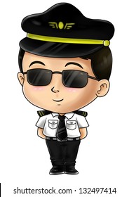 Cute Cartoon Illustration Of A Pilot