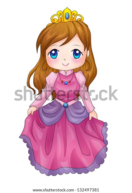 Cute Cartoon Illustration Queen Stock Illustration 132497381