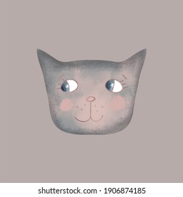 cute cartoon kitties, Cat faces, hand drawn pattern. Use for print ,wallpaper, packaging paper, textiles, kids clothes.