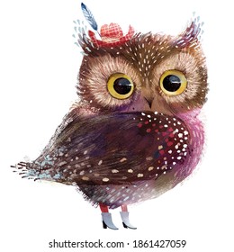 cute cartoon lady owl character