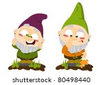 Cute cartoon lawn gnomes