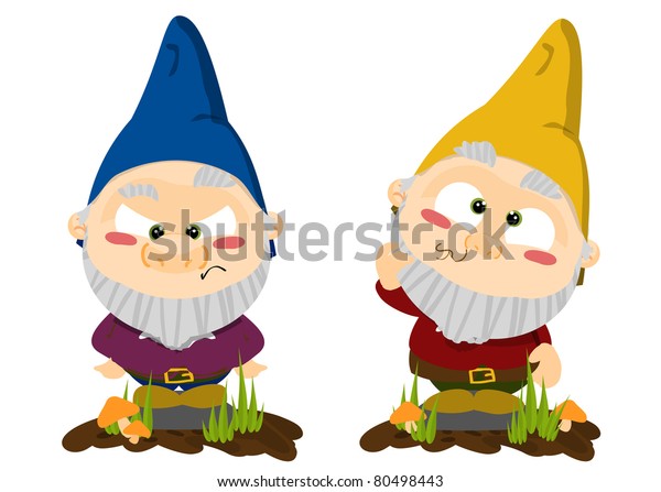 Cute Cartoon Lawn Gnomes Stock Illustration 80498443