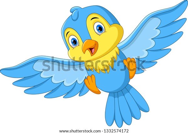 Cute Cartoon Little Birds Fly Stock Illustration 1332574172