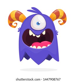 Cute Cartoon Monster Horns One Eye Stock Illustration 1447908767 ...