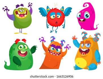 Cute Cartoon Monsters Set Cartoon Monsters Stock Illustration ...