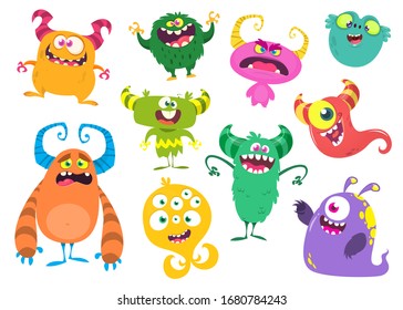 Cute Cartoon Monsters Set Cartoon Monsters Stock Illustration ...