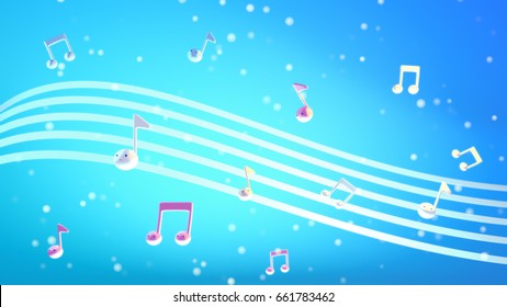 Cute Cartoon Music Notes 3d Render Stock Illustration 661783462 ...