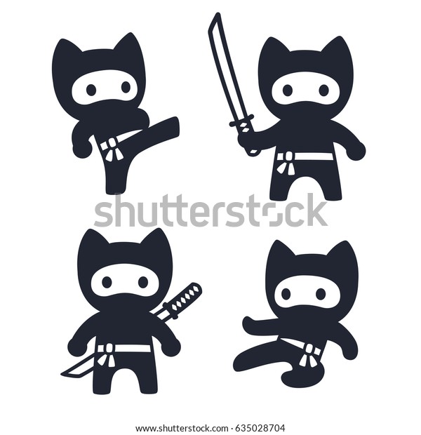 Joli Jeu De Ninja Pour Chat Illustration De Stock