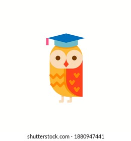 Cute Cartoon Owl Graduation Hat White Stock Illustration 1880947441 